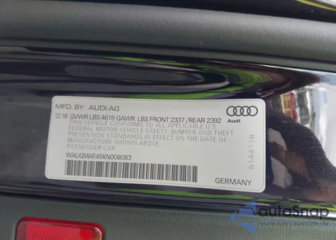 2019 Audi A4 40 Titanium Premium from USA, damaged, VIN WAUGMAF45KN008083